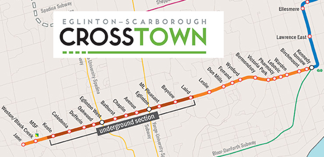 تصویر همراه نوشتهٔ پروژه Eglinton Crosstown LRT چالش و مزیت
